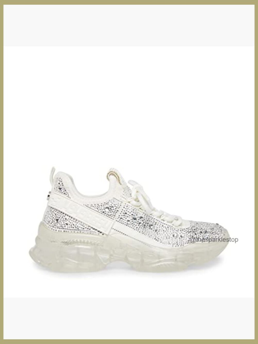 Rhinestone Embellished Vegan Suede Lace-Up Sneakers - Picture 6 of 7